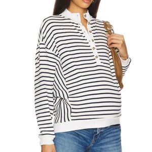 Hatch The Dakota Striped Nursing Knit Sweatshirt Navy White Size 3 Large